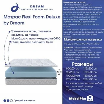 Матрас беспружинный Flexi Foam Трикотаж 160x200